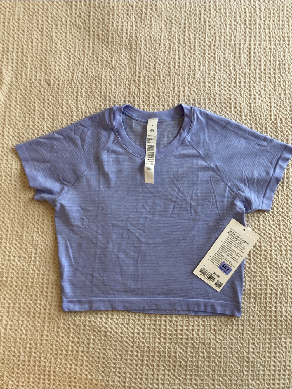lululemon athletica swiftly Cropped short-sleeved 2.0 serene blue dusty lilac